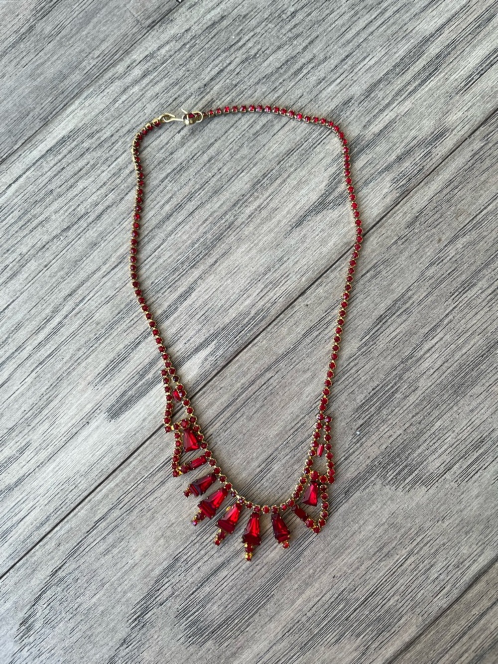 Vintage Red Crystal Fringe Necklace - Women Jewelry